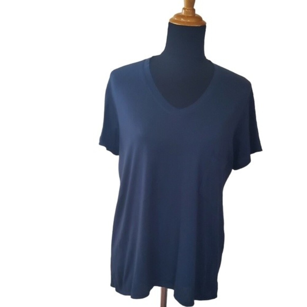 Wilt Asymmetrical Knit Tee Top M Navy Blue New